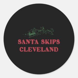 Santa überspringt Cleveland Lustiger Santa-Rentier Runder Aufkleber