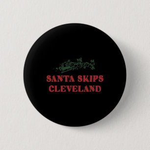 Santa überspringt Cleveland Santa Rentiere Xmas We Button