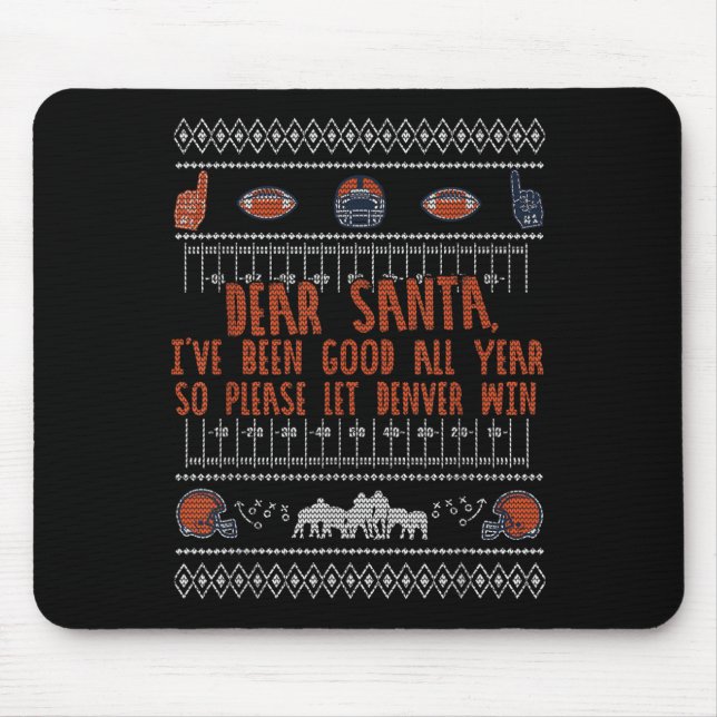Santa Ugly Christmas Sweater Denver Football Funny Mousepad (Vorne)