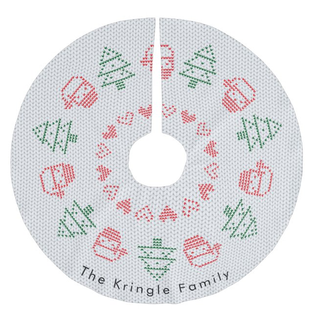 Santa Ugly Christmas Sweater Polyester Weihnachtsbaumdecke (Vorderseite)