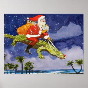 Santa und Alligator Poster