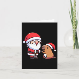Santa und Capybara Hochglanzjunge Christ Karte