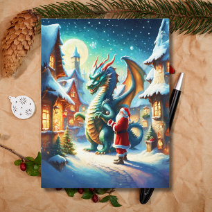 Santa und Drache in Nordpol zu Weihnachten ai