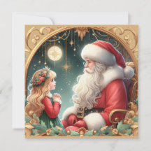 Santa und ein kleines Mädchen, rote und goldene Po