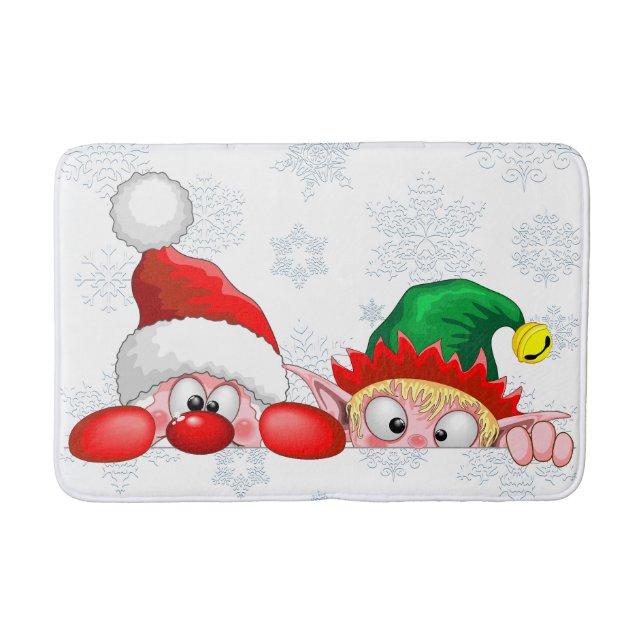 Santa und Elf Niedliche und lustige Charaktere pin Badematte (Vorderseite)