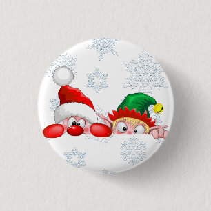 Santa und Elf Niedliche und lustige Charaktere pin Button