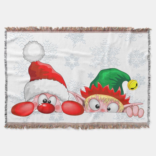 Santa und Elf Niedliche und lustige Charaktere pin Decke (Vorderseite)