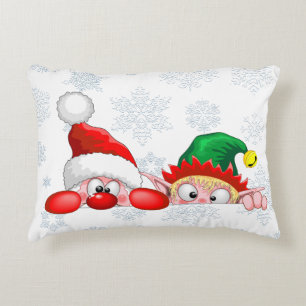 Santa und Elf Niedliche und lustige Charaktere pin Dekokissen