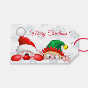 Santa und Elf Niedliche und lustige Charaktere pin Geschenkanhänger