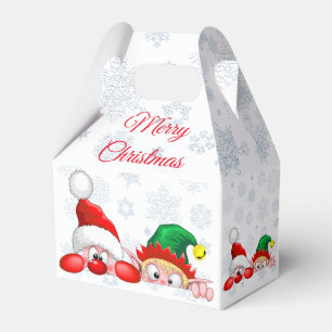 Santa und Elf Niedliche und lustige Charaktere pin Geschenkschachtel