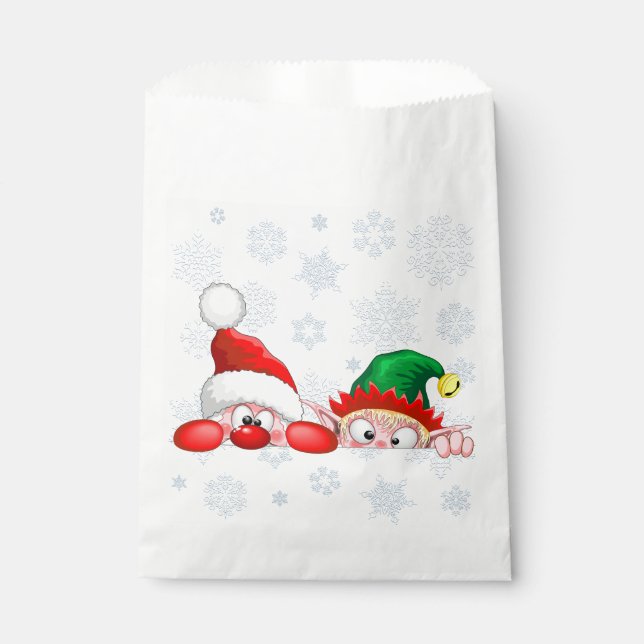 Santa und Elf Niedliche und lustige Charaktere pin Geschenktütchen (Vorderseite)