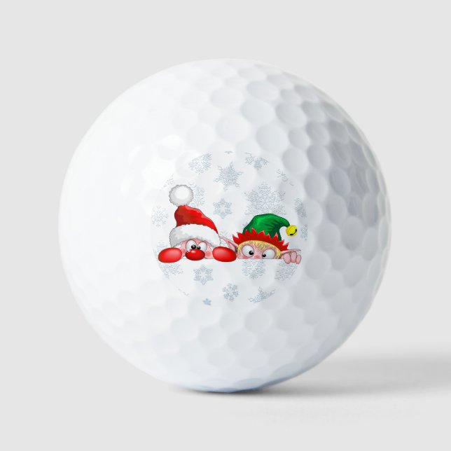 Santa und Elf Niedliche und lustige Charaktere pin Golfball (Vorderseite)