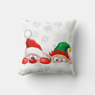 Santa und Elf Niedliche und lustige Charaktere pin Kissen