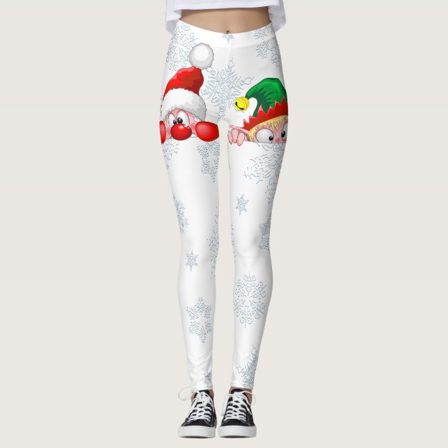 Santa und Elf Niedliche und lustige Charaktere pin Leggings (Vorderseite)