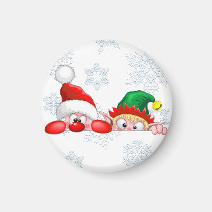 Santa und Elf Niedliche und lustige Charaktere pin Magnet