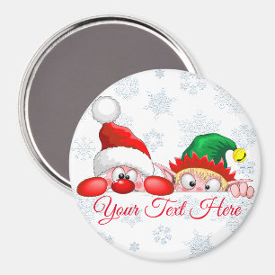 Santa und Elf Niedliche und lustige Charaktere pin Magnet