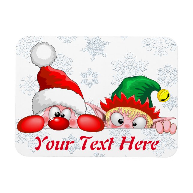 Santa und Elf Niedliche und lustige Charaktere pin Magnet (Horizontal)