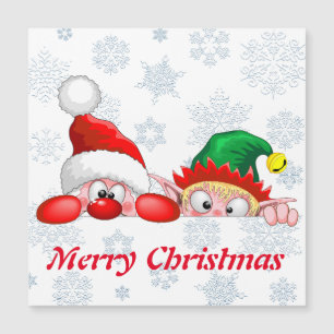 Santa und Elf Niedliche und lustige Charaktere pin Magnetkarte