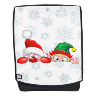 Santa und Elf Niedliche und lustige Charaktere pin Rucksack