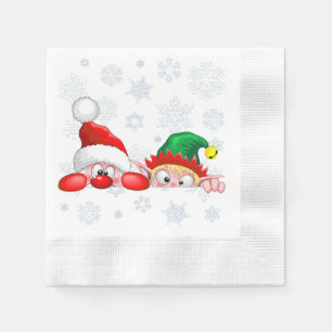 Santa und Elf Niedliche und lustige Charaktere pin Serviette