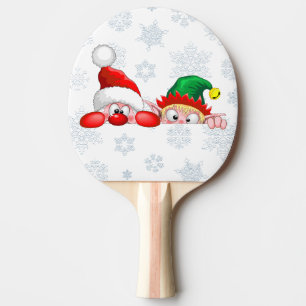 Santa und Elf Niedliche und lustige Charaktere pin Tischtennis Schläger