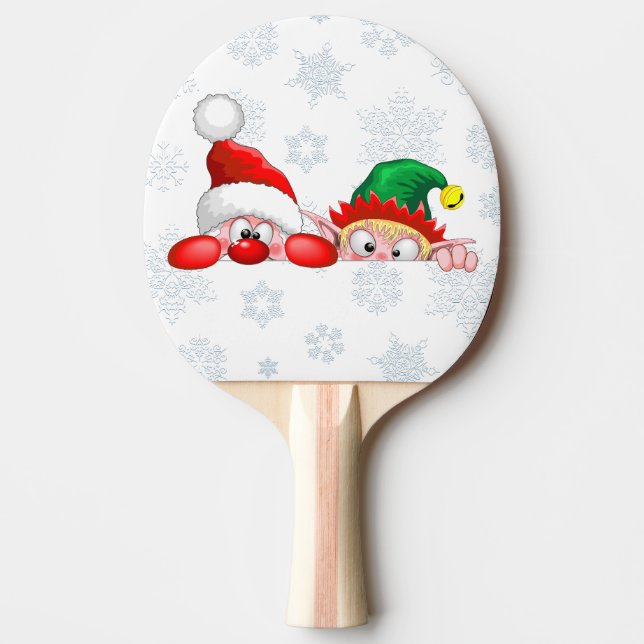 Santa und Elf Niedliche und lustige Charaktere pin Tischtennis Schläger (Vorderseite)
