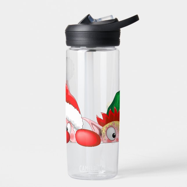Santa und Elf Niedliche und lustige Charaktere pin Trinkflasche (Links)