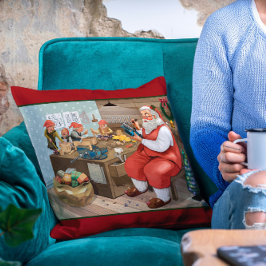 Santa und Elves machen Spielzeug | Weihnachten Kissen