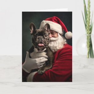 Santa und Französische Bulldogge Feiertagskarte