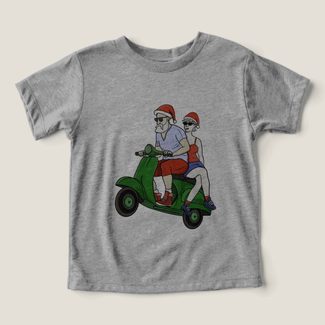 Santa und Frau Claus fahren mit einem Roller (Design Vorderseite)