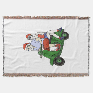 Santa und Frau Claus fahren mit einem Roller Decke