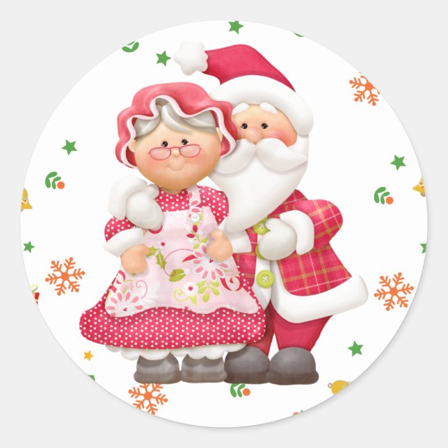 Santa und Frau Claus Sticker (Vorderseite)