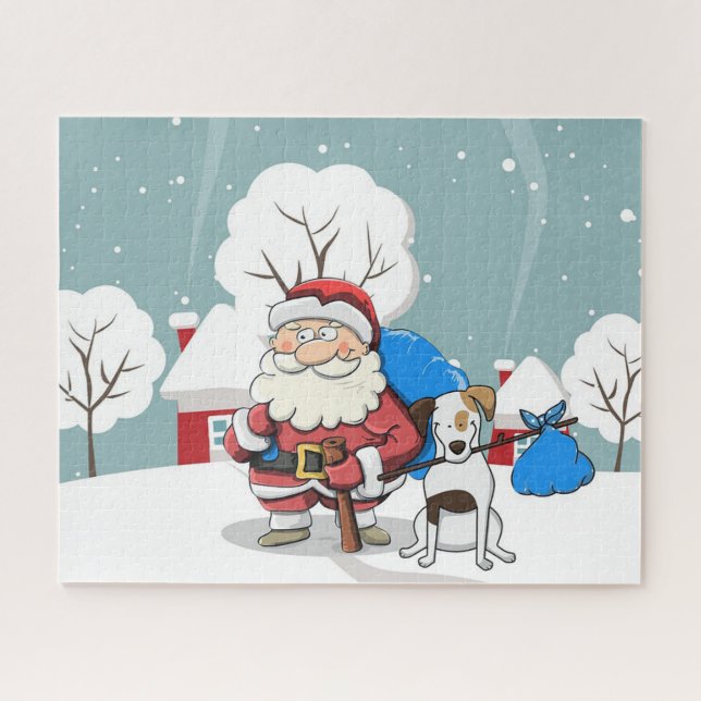 Santa und Hund Puzzle (Horizontal)
