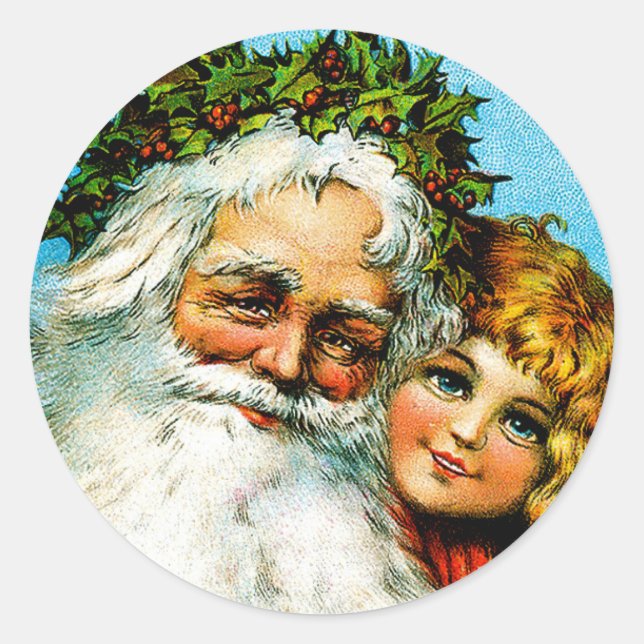 Santa und ich runder aufkleber (Vorderseite)