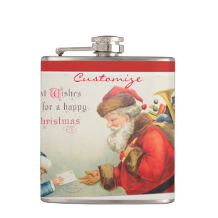 Santa und Junge Vintage Nostalgie Weihnachten Flachmann