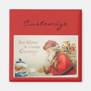 Santa und Junge Vintage Nostalgie Weihnachten Magnet
