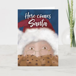 Santa und Kekse Wasserfarben-Weihnachtskarte Karte