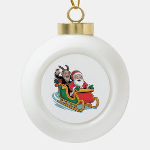 Santa und Krampus Böse Dunkle Weihnachten Horror X Keramik Kugel-Ornament
