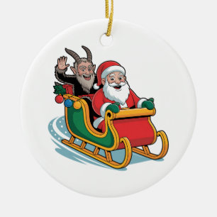 Santa und Krampus Evil Dunkle Weihnachtsfeiertage  Keramik Ornament
