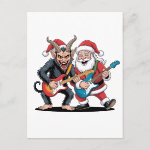 Santa und Krampus Weihnachtsrock Böse Feiertagspostkarte