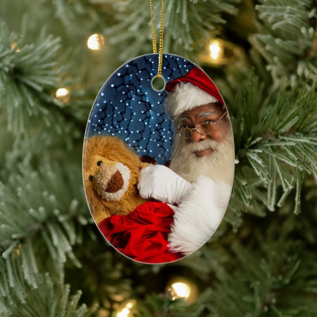 Santa und Leo der Löwe Keramik Ornament (Baum)