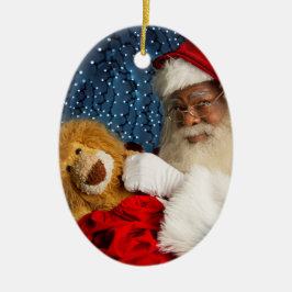Santa und Leo der Löwe Keramik Ornament