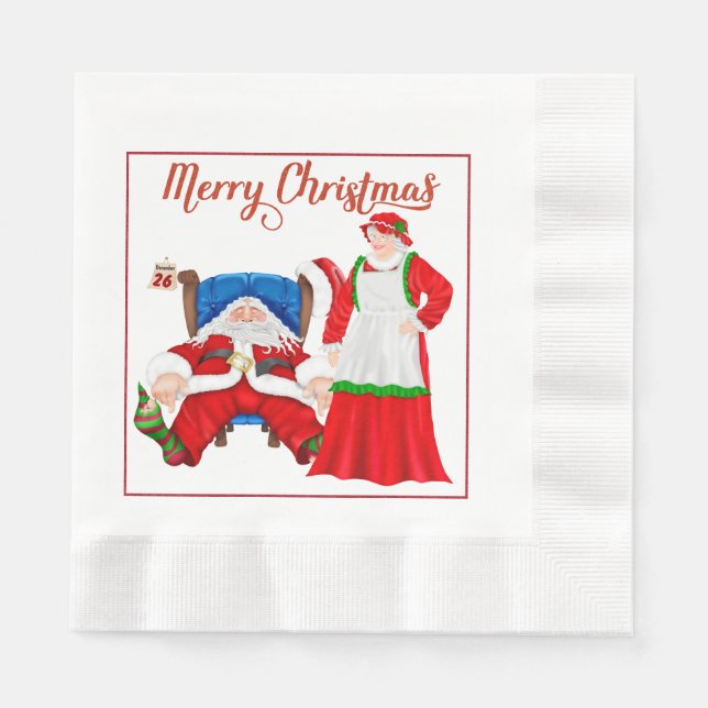 Santa und Mrs Claus Christmas Napkins Serviette (Vorderseite)