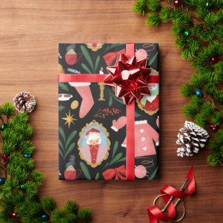 santa und mrs claus ferien papier geschenkpapier