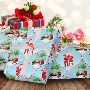 Santa und Mrs. Claus Golfen Ogee Muster Geschenkpapier