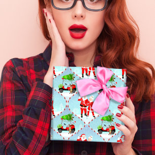Santa und Mrs. Claus Golfing Ogee Pattern Geschenkpapier Set