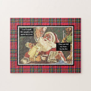 Santa und Mrs. Claus Naughty List Funny Kariert Puzzle