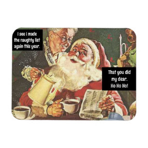 Santa und Mrs. Claus Naughty & Nice Vintag Funny Magnet