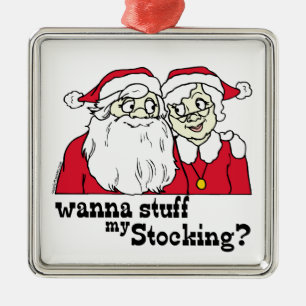 Santa und Mrs Claus Silbernes Ornament