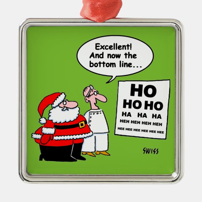Santa und Optometristin Augendiagramm-Cartoon Ornament Aus Metall (Vorne)